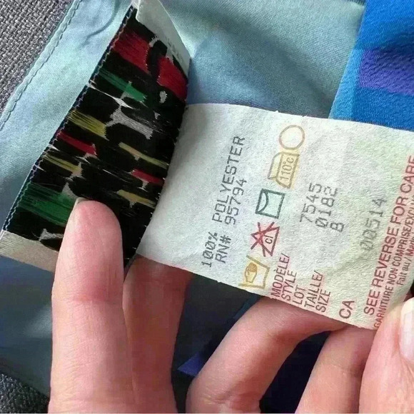 Vintage Allure 90s Blue Purple Geometric Square Abstract Sleeveless Dress 8 - Picture 17 of 17